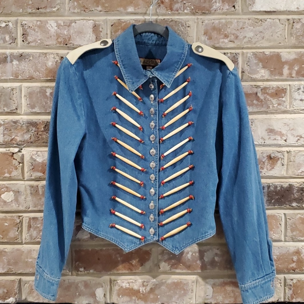 Double D Ranch Vintage Beaded Denim Jacket/Top S